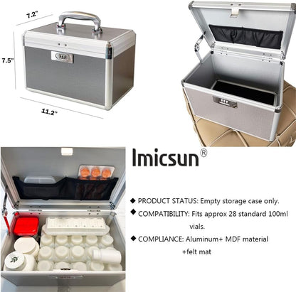 Medicine Storage Lock Box with Code Medium Grey Medication Combination Lock Case