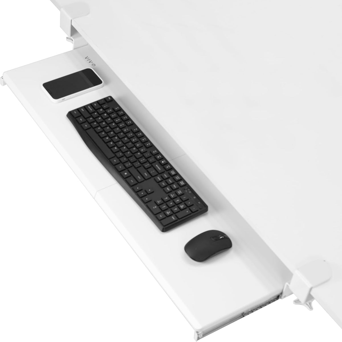 VIVO Extra Long Clamp-on Computer Keyboard and Mouse Under Desk Slider Tray, 34 x 11 inch Pull Out Platform Drawer, White, MOUNT-KB15EW