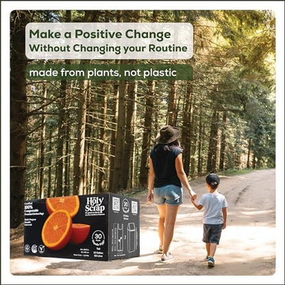 Extra Large Compostable Trash Bags - 13 Gallon, 30 Pack | Plastic-Free & Decomposing Tall Kitchen Garbage Bags & Liners with Easy-Tie Handles | Thick Bin Bags for Green & Food Waste