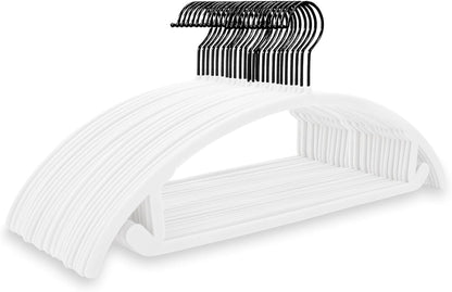 MIZGI Premium Velvet Hangers 50 Pack Heavyduty- Non Slip No Shoulder Bump Suit Hanger - Black Hooks,Space Saving Clothes Rounded Shape for Coat,Sweater,Jackets,Pants