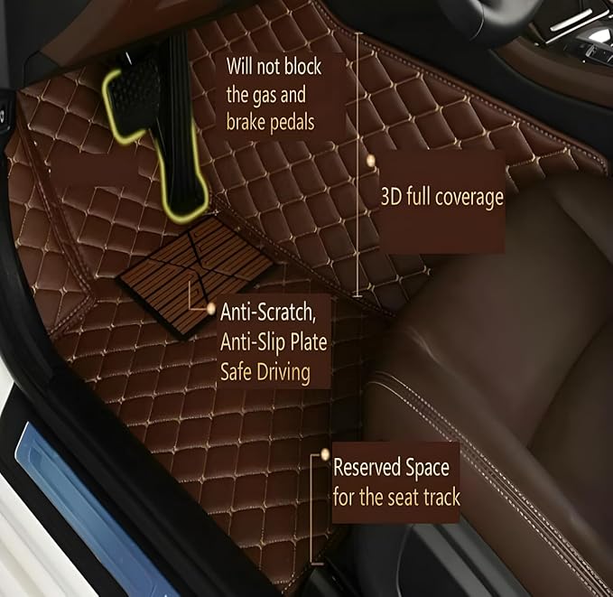 Customize Car Floor Mats for 99% Sedan SUV Sports Car All Weather Leather Full Coverage Waterproof Non-Slip Vehicle Lining Pads (Black Red)