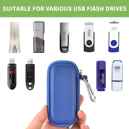 USB Flash Drive Case, SD Card Holder Compatible with Thumb Drive, Memory Cards, SDXC SDHC Storage Bag, Electronic Accessories Organizer for SanDisk for Samsung for Inland (Blue)