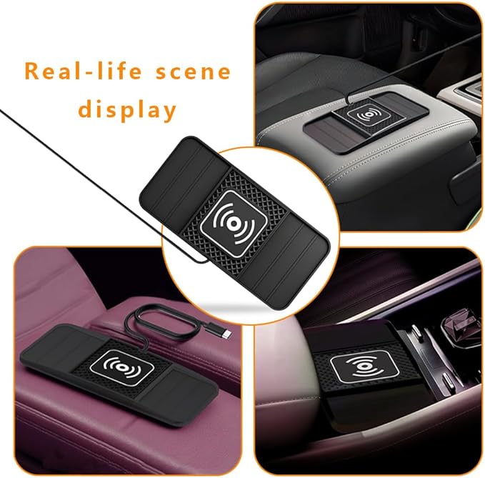 Wireless Charging Pad for Car for Ford Maverick 2022-2025, DIY Trim-to-Fit Slim Non Slip Fast Charger Car Wireless Charging Pad 30CM Cable,A&30cm Type-C Plug Cable