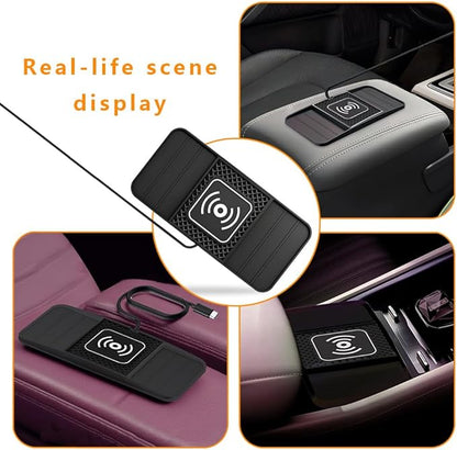 Wireless Charging Pad for Car for Ford Maverick 2022-2025, DIY Trim-to-Fit Slim Non Slip Fast Charger Car Wireless Charging Pad 30CM Cable,A&30cm Type-C Plug Cable