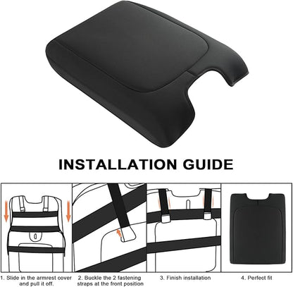 GIANT PANDA Custom Fit Console Cover for 2013-2018 Ram 1500 & 2013-2024 Ram 2500/3500/1500 Classic Model Jump Seat Console - Neoprene Armrest Center Cover - Full Protection - Black