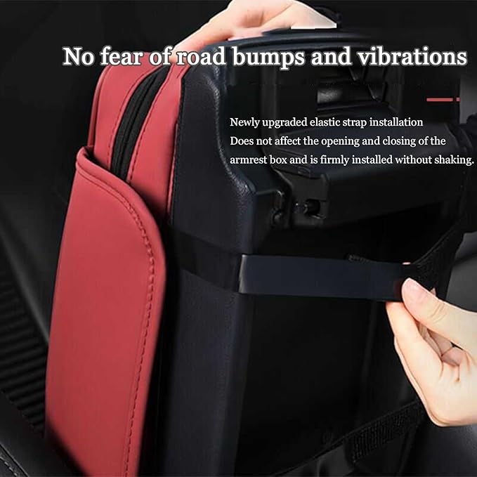 Car Center Console Cover for Infiniti FX SUV FX35 / FX37 / FX40 / FX45 /FX50, Leather Car Arm Rest Cover, Car Armrest Cushion with 2 Storage Bags Car Center Console Armrest Pad,A Beige