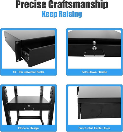 RAISING ELECTRONICS Drawer Server Cabinet Case 19 Inch Locking Rack Mount DJ
