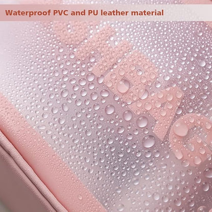 DAPOWER Travel Toiletry Bag for Women, Matte Translucent Toiletry Bag with Handy Handle, Makeup Cosmetic Organizer Bag for Travel Toiletries Accessories (Pink)