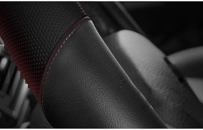 Universal Leather Car Steering Wheel Cover Colorful Steering Wheel Cover Cute Women 15 Inch Steering Wheel Protector (Black)