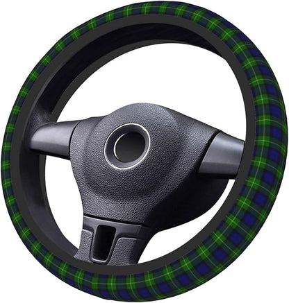 Thickened Elastic Steering Wheel Cover, Gordon Tartan Blue Green Plaid Ultra, Soft, Breathable, Fit for Cars, SUVs, Trucks, Stylish Comfortable Grip