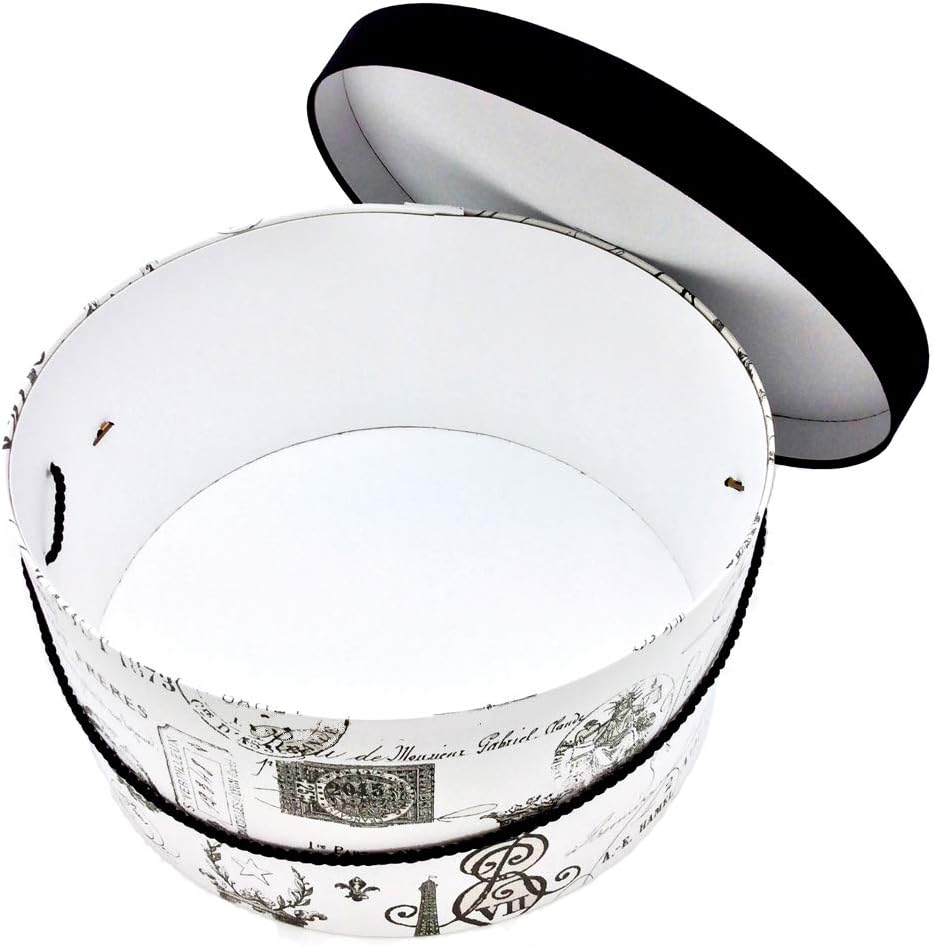 Sarah's Hat Boxes Classic Paris Hat Box – 12.75" x 6.5" (Dia. x Ht.) Handmade in USA – Odorless Non-Toxic Adhesive, Cording Handle – Premium Storage for Hats & Accessories