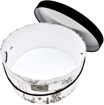 Sarah's Hat Boxes Classic Paris Hat Box – 16.75" x 8.5" (Dia. x Ht.) Handmade in USA – Odorless Non-Toxic Adhesive, Cording Handle – Premium Storage for Hats & Accessories