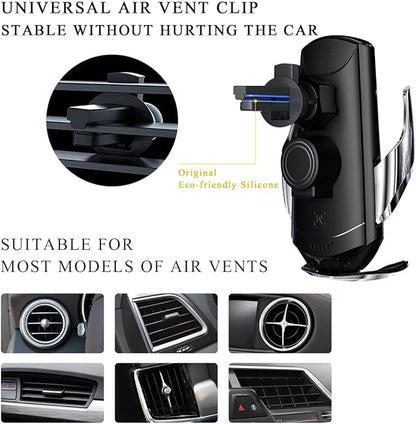 Wireless Car Charger Mount, 15W Automotive Electric Wireless Charger Holder, Car Air Vent Mount Bracket Fast Charging for Most Smartphone, Universal Car Accessories (Blue)