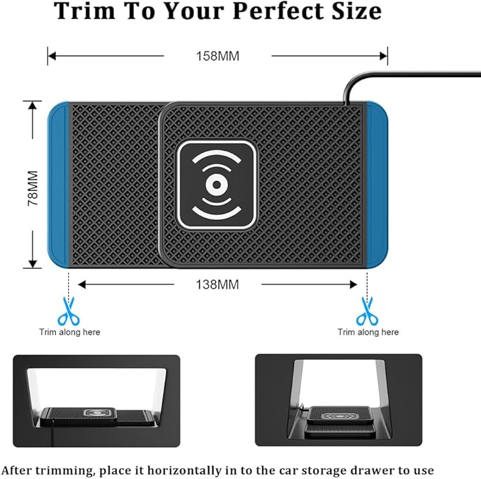 Wireless Charging Pad for Car for GMC Terrain 2010-2026, 20W Fast Wireless Car Charger Pad Type-C/USB Non-Slip Phone Charging Mat,A 30cm Cable Type-C Plug