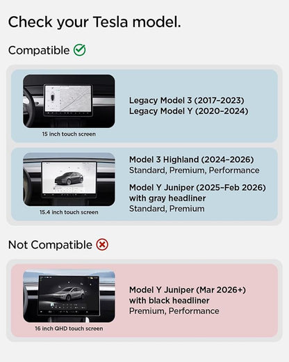 TapLock Qi2 MagSafe Charging Tesla Phone Mount for Model Y Juniper 2025/26 & Model 3/Y/S/X - iPhone 17 Pro Max with MagSafe & Pixel 10 Pixelsnap & Galaxy S26 Series [Not for Updated 16in QHD Screen]
