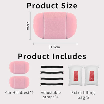 2 Pcs Car Headrest Neck Pillow for Driving,Premium Skin-Feeling Napa Leather Soft and Comfortable Headrest,Two Gears of Height Adjustment Car Seat Headrest Pillow Car Interior Accessories