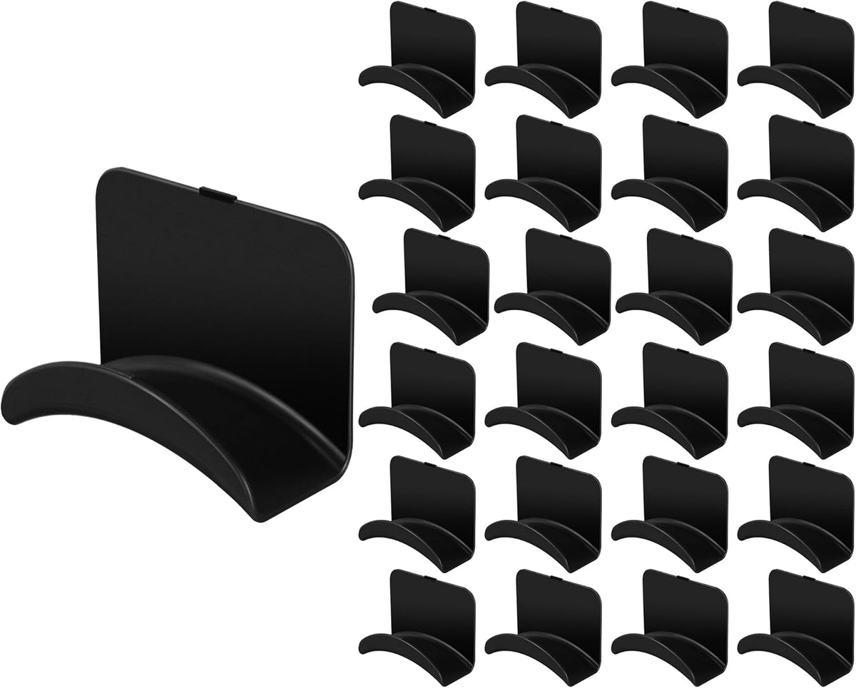 Headphone Wall Hangers Adhesive Gaming Headset Holder Hooks for Wall Mount Strong Universal Stand Hooks for Most Headphone Controller, Hat, Baseball Caps, Door, Closet(Black,12 Pcs)