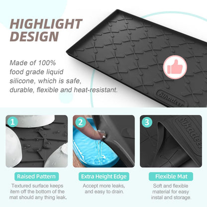 SIKADEER 34" x 22" Under Sink Mat Waterproof, Silicone Mat Kitchen Drawer Shelf and Cabinet Liner, Sink Protector for Kitchen Organizers and Storage, Boot Tray Pet Food Mats