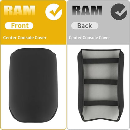 GIANT PANDA Custom Fit Center Console Cover for Dodge RAM 1500 2500 3500 2002 2003 2004 2005 2006 2007 2008 2009 2010 2011 2012 with Jump Seat - Neoprene Armrest Center Cover - Full Protection-Black