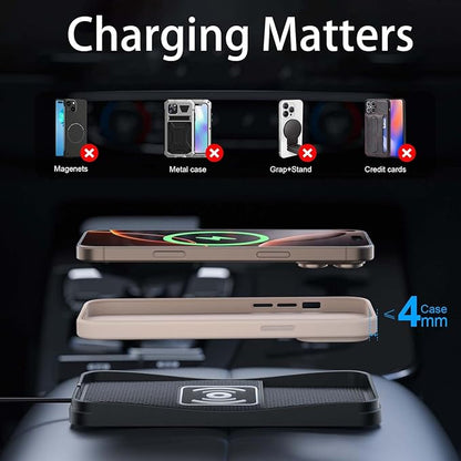 Car Wireless Charger Pad for Kia Amanti 2004-2009, Fast Car Wireless Charging Pad for Car Center Console, Non Slip Charging Mat,1M-Type C