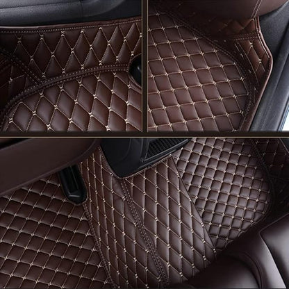 Customize Car Floor Mats for 99% Sedan SUV Sports Car All Weather Leather Full Coverage Waterproof Non-Slip Vehicle Lining Pads (Black Blue Stitching)