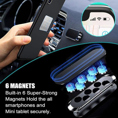 Flat Magnetic Phone Mount 4 Pack. Silver Cell Phone Holder for Car Dashboard, Wall, Truck. Universal Stick on iPad Wall Magnet Mount Kit for Tablets, Smartphones. Compatible with iPad, Tab, Note