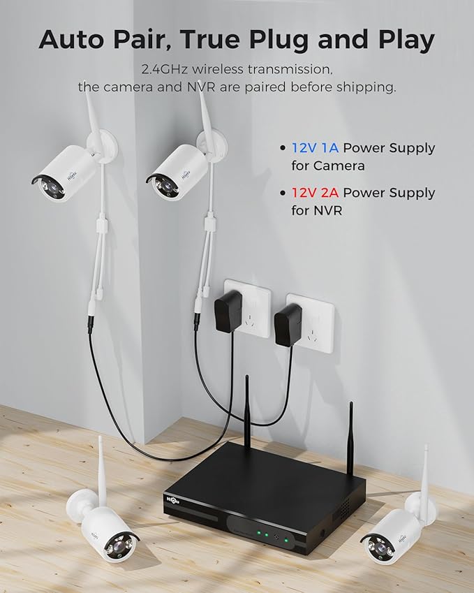 Hiseeu 100ft WiFi Pro Security Camera System, 16CH 4K NVR Kit, Wired Plug-in