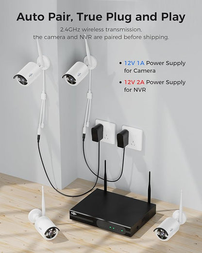 Hiseeu 100ft WiFi Pro Security Camera System, 16CH 4K NVR Kit, Wired Plug-in