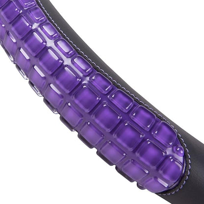 Flying Banner car Steering Wheel Cover Gel Massage Velvet Cool Warm Universal Size 15 inches SUV Truck Anti Slip Odorless Summer Winter (Black Purple, Gel Massage)
