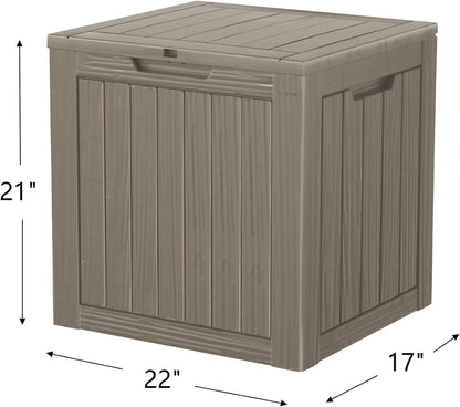 TARKARI 35 Gallon Lockable Resin Deck Box, Waterproof & UV-Resistant Outdoor Storage Box for Outdoor Cushion Storage, Garden Tools & Pool Accessories Storage, Gray