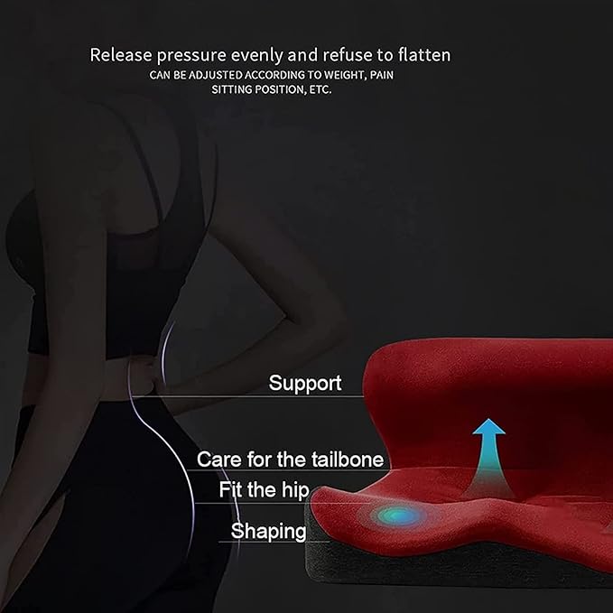 Car Seat Cushion & Lumbar Support Memory Foam Chair Pad, Back Support Pillow Chair Cushion for Office Reduce Tailbone Pressure & Improve Comfort(Dark Gray)