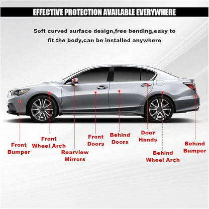 4PCS Bling Car Door Handle Scratch Protector, Crystal Rhinestone Sticker Car Door Edge Guard, Side Rearview Mirror Anti-Collision Strip, Exterior Accessories for Women Men (Blue)