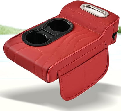 LAFANDE Car Armrest Cushion | Heightening Pad Arm Rest for Car, Center Console Cover with Storage Bags Cup Holder, Tissue Box Slot, Easy to Install and Clean