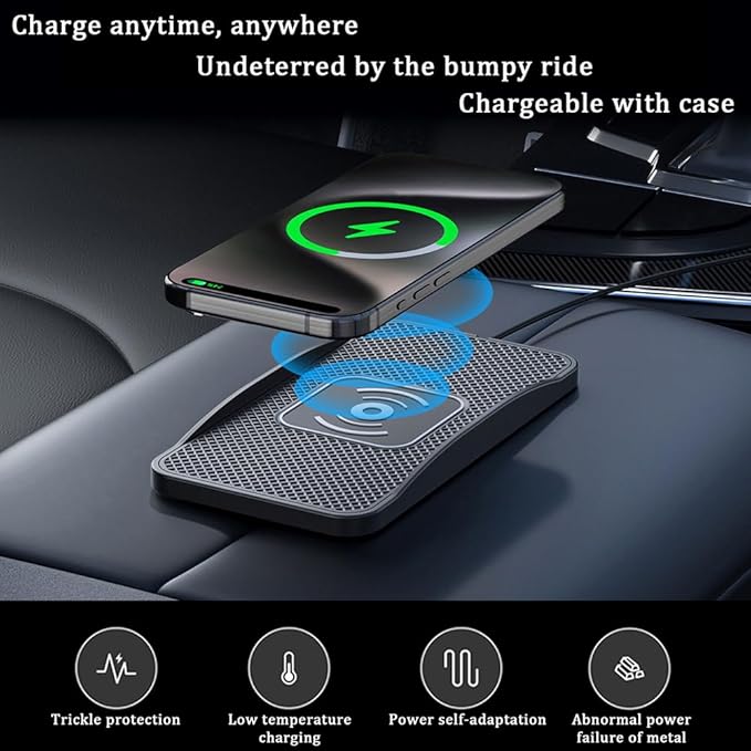 Wireless Car Charger Pad for Kia K4 2025, Type-C/USB 20W Car Wireless Charger Non-Slip Phone Charging Pad Car Accessories,B 30cm Cable USB Plug