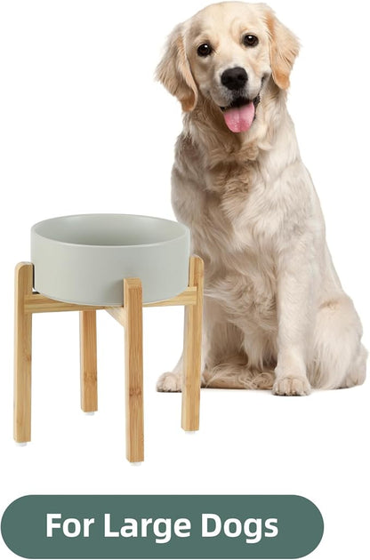 Ceramic 8.2inch Raised Dog Bowl Set, Elevated Feeder