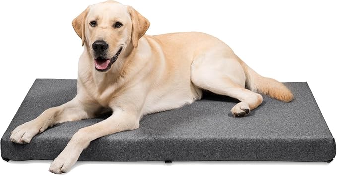 K9 Ballistics Tough Ripstop Orthopedic Crate Bed - Thick, Durable XL Kennel Pad with Washable Cover for Extra Large Dogs, 47 x 29 fits 48” Wire Crate, Titanium Premium Finish