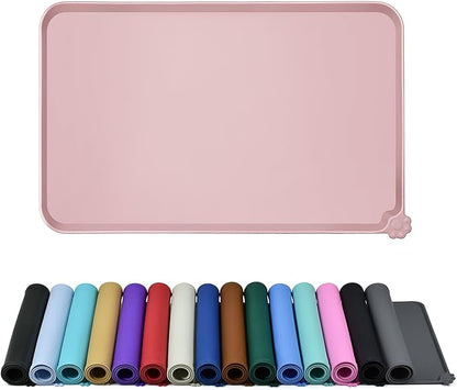 Reopet Waterproof Pet Feeding Mat with High Raised Edges, Heavier and Thicker Placemats for Cat Dog Water Bowl with BPA Free, Dogs Cats Food Mats for Messy Drinkers to Prevent Spill and Protect Floors