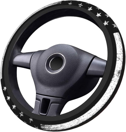 Thin Red Line Steering Wheel Cover Firefighter Steering Wheel Cover Anti-Slip Breathable Universal for 15 Inch Car 2 Pieces Car Coasters Suitable for Men Women