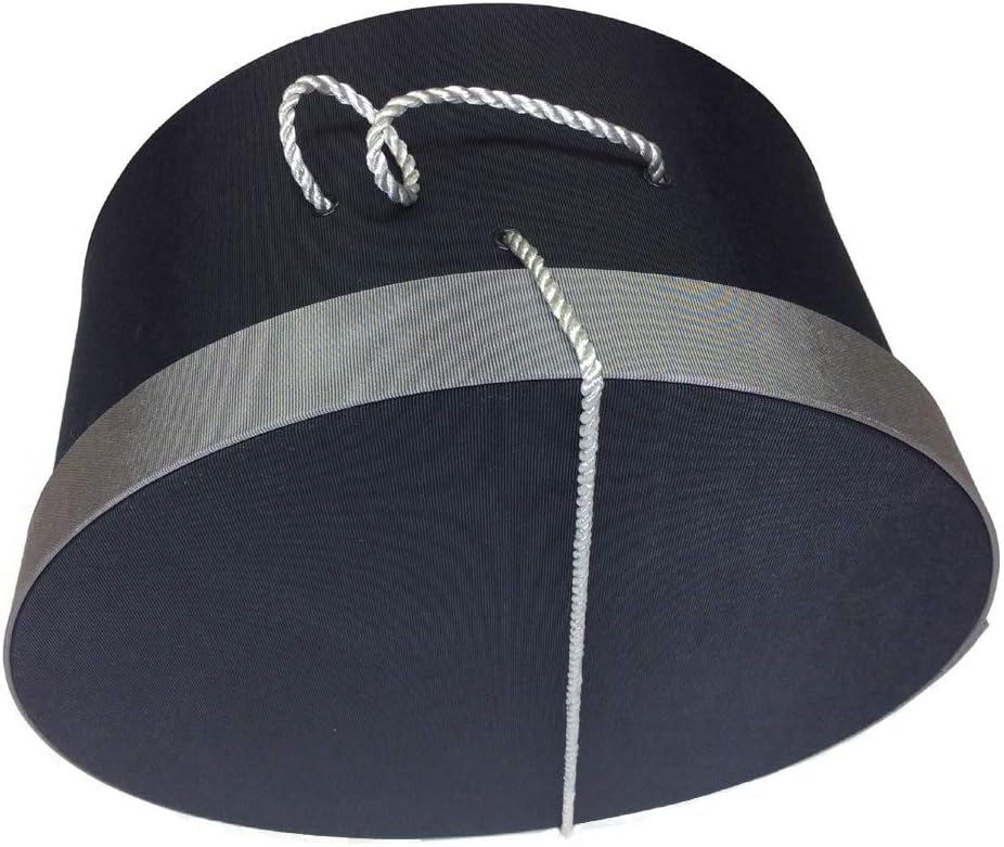 Sarah's Hat Boxes Classic Black/Gray Hat Box – 11" x 5.5" (Dia. x Ht.) Handmade in USA – Odorless Non-Toxic Adhesive, Cording Handle – Premium Storage for Hats & Accessories