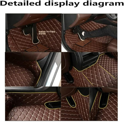 KaiLaiCarCustom Automotive Car Floor Mats for 99.99% Sedan SUV Sports Car Men Women Protection Full Coverage Pads Anti-Slip Leather Floor Lining (Red Mat Beige Line, A - Diamond)