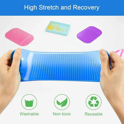 5PCS Extra-Strong Anti-Slip Pad Car Dashboard Sticky Pad Removable Silicone Gel Mat Washable Multi-Purpose PU Gel for Cell Phone Tablet (Blue)
