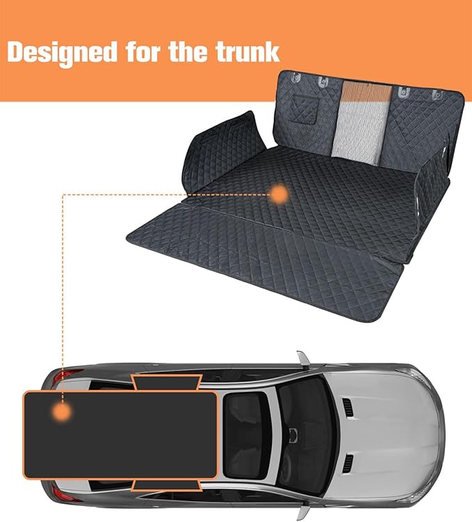 PETICON SUV Cargo Liner for Dogs with Mesh Window, Waterproof Pet Cargo Cover Dog Seat Mat for SUVs Sedans Vans with Bumper Flap Protector, Non-Slip, Large Size Universal Fit