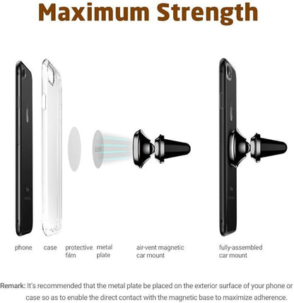 eTECH Magnetic Phone Car Mount Holder, Magnetic Mount Universal Air Vent for iPhone X / 8 Plus / 7 / 6S / 5S, Galaxy S5 / S6 / S7 / S8 / S9, Google Pixel, LG, & Other Smartphones (2Pack Rose Red)