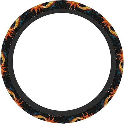 Boho Sun Moon Stars Steering Wheel Cover Women, Comfortable Elastic Steering Car Wheel Cover Fit 15 inches Universal Accessories Suvs Trucks Decor