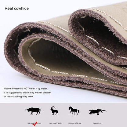 Elegant Beige Genuine Leather Car Steering Wheel Cover Men Business Style 15 Inch Fit Toyota Ford GM Accord Etc Most Cars