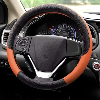 Pahajim Car Steering Wheel Cover for Women Men Universal PU Leather Steering Wheel Accessories Anti Skid 14.5-15 Inch (37-38cm) Forro Volante Carro (Orange)