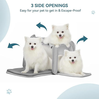 PETSFIT Dog Carrier Cat Carriers for Puppies, Medium Cats up to 25Lbs, Travel Soft Sided Pet Carrier (Large, Grey)