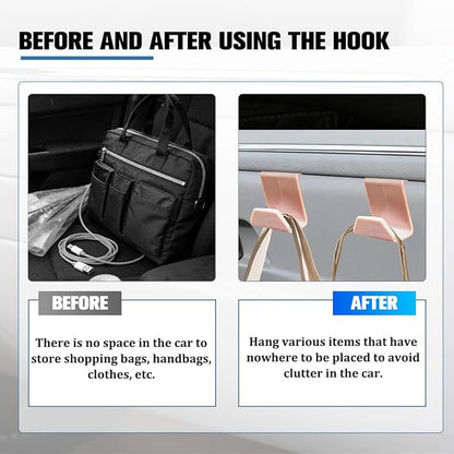 2PCS Car Co-Pilot Glovebox Hooks, Front Passenger Seat Glovebox Storage Hanger for Purse Key Umbrella Cable, Multifunctional Glove Compartment Holder Organizer Hook, Universal Fit (Pink)