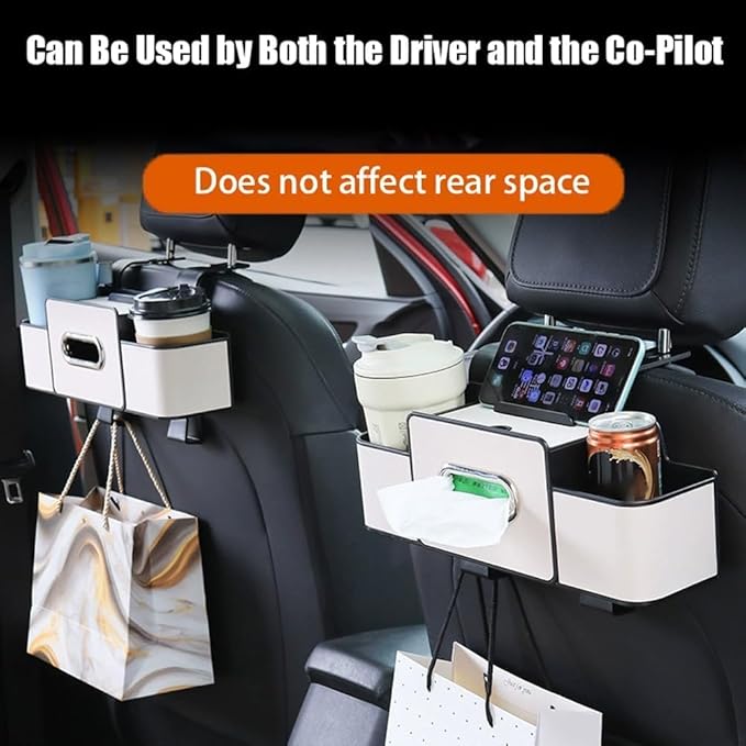 Car Organizers and Storage Box, Multifunctional Car Seat Back, Backseat Organizer, For Hold Phones, Snacks, Drinks, And Handbags (Orange)