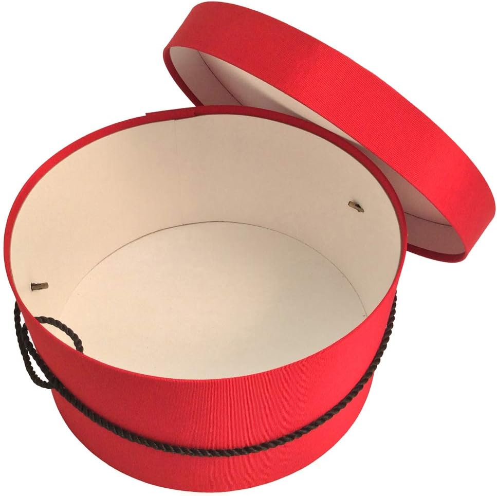 Sarah's Hat Boxes Classic Red Hat Box – 14.75" x 7.5" (Dia. x Ht.) Handmade in USA – Odorless Non-Toxic Adhesive, Cording Handle – Premium Storage for Hats & Accessories